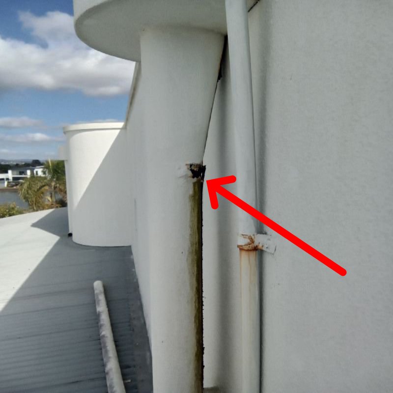 Deteriorated and Rusted Downpipe Connections